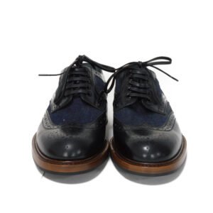 LOUIS VUITTON Dress shoes 1A3PDN Denim canvas x cowhide leather Indigo LV logo Voltaire Rhine Derby 5 | AlmaBagz
