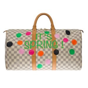LOUIS VUITTON Customized "Summer X Spring" Keepall 50 travel bag in azure canvas | AlmaBagz