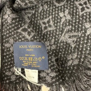 Louis Vuitton Black And Grey Monogram Wool Scarf | AlmaBagz