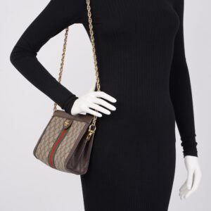Gucci Ophidia GG Beige And Ebony GG Supreme Coated Canvas Small | AlmaBagz
