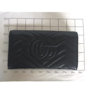 GUCCI Long Wallet Purse 443436 2057 leather black GG Marmont Continental Wallet Women Used | AlmaBagz