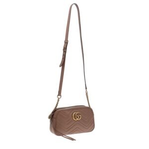 Gucci Dusty Pink Leather Small Marmont Camera Bag | AlmaBagz