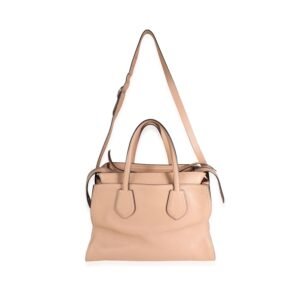 GUCCI Tan Pebbled Leather Studded Ramble Satchel | AlmaBagz