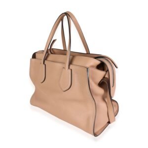 Gucci Tan Pebbled Leather Studded Ramble Satchel | AlmaBagz