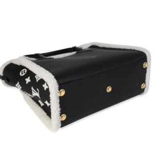 LOUIS VUITTON Black Grained Calfskin & White Shearling Monogram On My Side MM | AlmaBagz