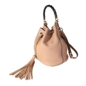 Gucci Beige Pebbled Leather Miss Bamboo Bucket Bag | AlmaBagz