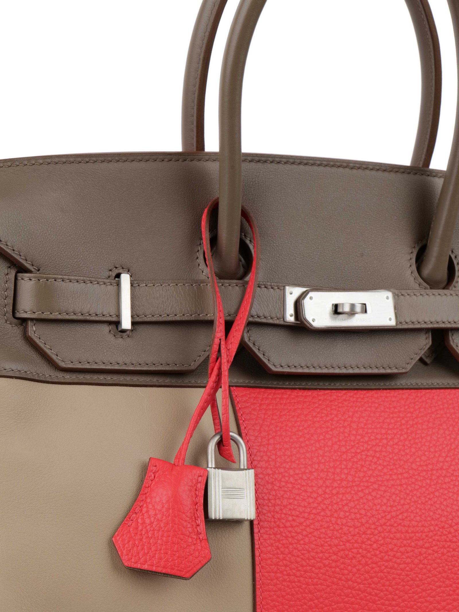 Hermes Limited Edition Tricolour Rose Jaipur, Argile and Etoupe Birkin 35. | AlmaBagz - Image 9