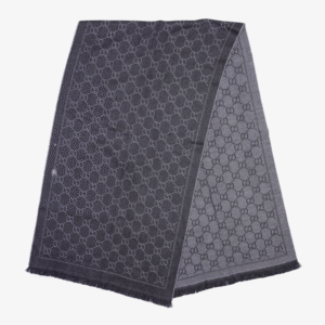 Gucci Womens GG Jacquard Scarf Black Grey | AlmaBagz