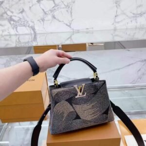 Louis Vuitton Capucines Women Bag - Premium Quality with Brand Box (Black/Gold) | AlmaBagz