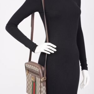 Gucci Ophidia GG Small Messenger Supreme / Green / Red Coated Canvas | AlmaBagz