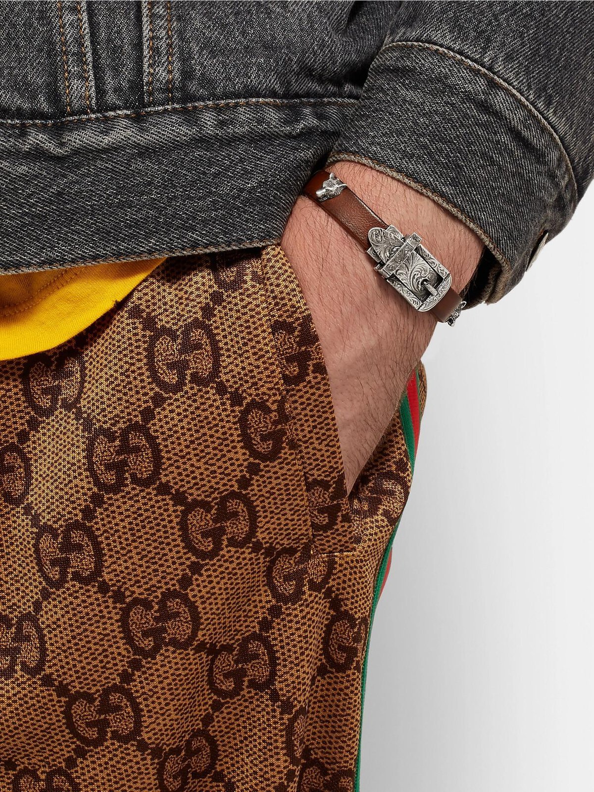 Gucci Anger Forest Wolf Head Leather Bracelet in Brown | AlmaBagz - Image 8