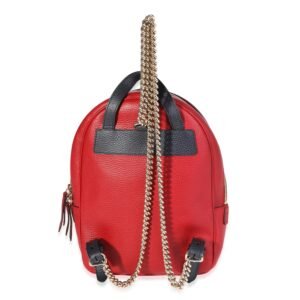 GUCCI Red & Navy Pebbled Leather Soho Chain Backpack | AlmaBagz