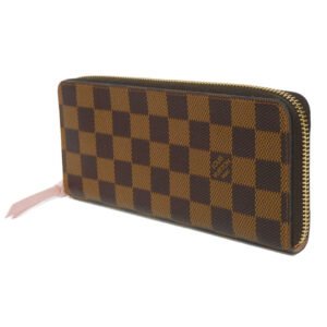 LOUIS VUITTON Long Wallet Purse N41626 Damier canvas x grain leather (embossed) Rose valerine Damier Portefeuille Clemence | AlmaBagz