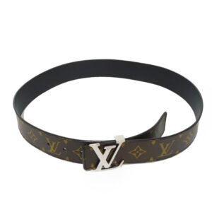 LOUIS VUITTON belt M9821V Monogram canvas x cowhide leather Noir Monogram Santur LV Initial 40MM 85/34 | AlmaBagz