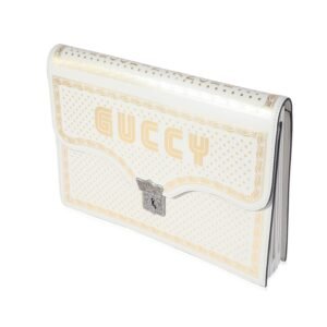 Gucci x Sega Mystic White Star Printed Calfskin GUCCY Portfolio Clutch | AlmaBagz
