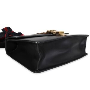 GUCCI Black Smooth Leather & Web Small Sylvie Shoulder Bag | AlmaBagz