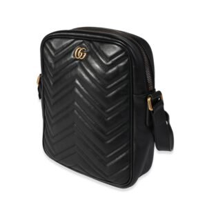 Gucci Black Matelassé Leather Marmont Messenger Bag | AlmaBagz