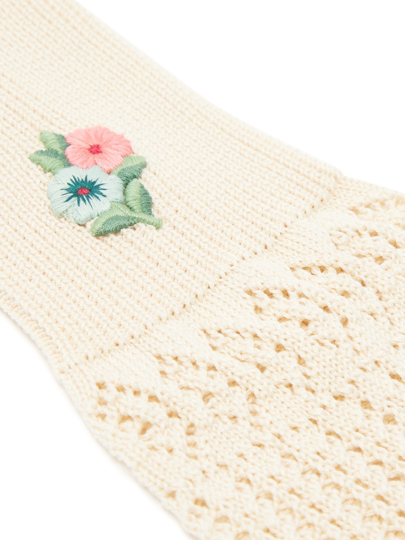 Gucci Floral Embroidered Crochet Socks In Beige | AlmaBagz