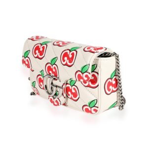 Gucci GG Apple White Matelassé Super Mini Marmont Bag | AlmaBagz
