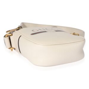GUCCI White Grained Leather Logo Print Camera Crossbody Bag | AlmaBagz