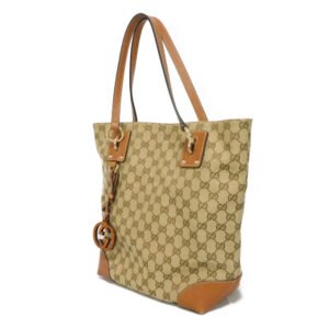 GUCCI Tote Bag 247237 GG canvas x calf leather beige Brown Bucket GG canvas Interlocking G tote Women Used | AlmaBagz