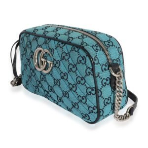 Gucci Blue GG Matelassé Denim Small Marmont Shoulder Bag | AlmaBagz