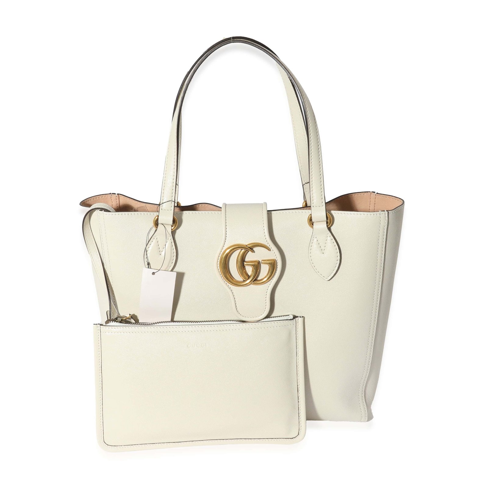 GUCCI White Leather New Sakai Small Dahlia Tote | AlmaBagz
