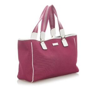 Gucci Web Tote Bag Pink Canvas | AlmaBagz