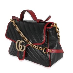 Gucci Black Quilted Leather GG Marmont Small Torchon Top Handle | AlmaBagz
