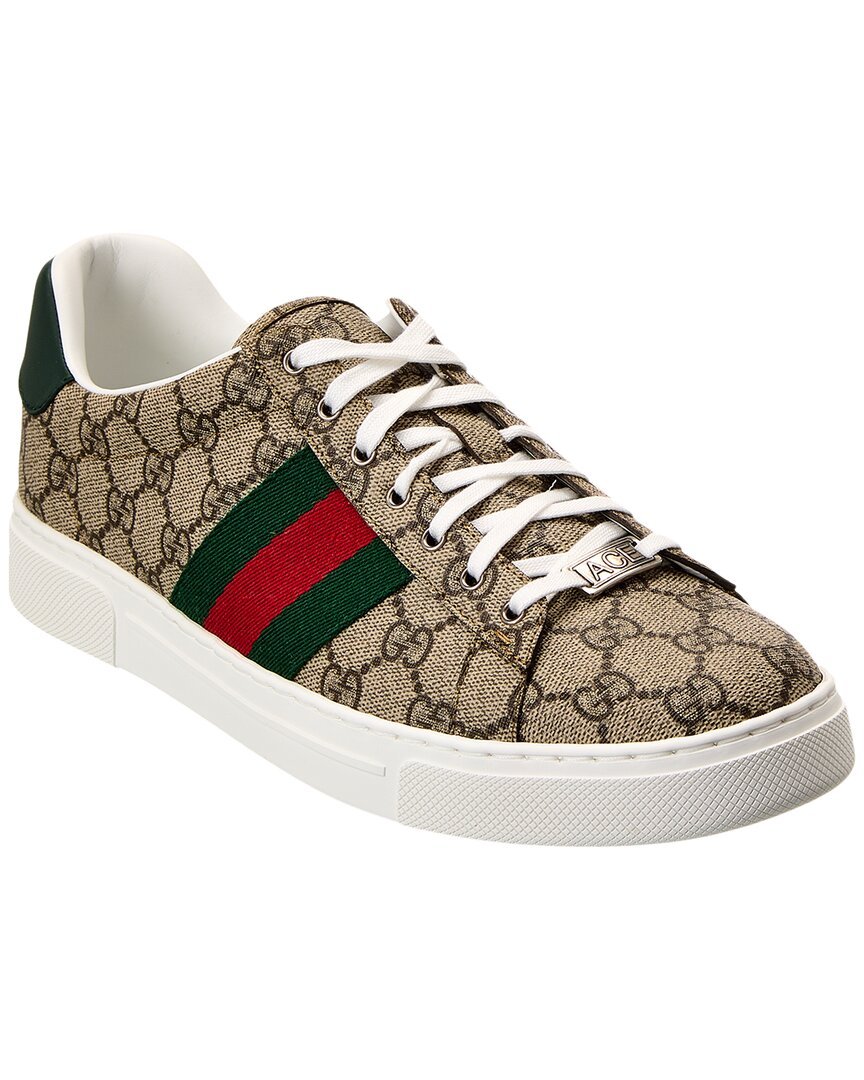 Gucci Ace Web Gg Supreme Canvas & Leather Sneaker | AlmaBagz