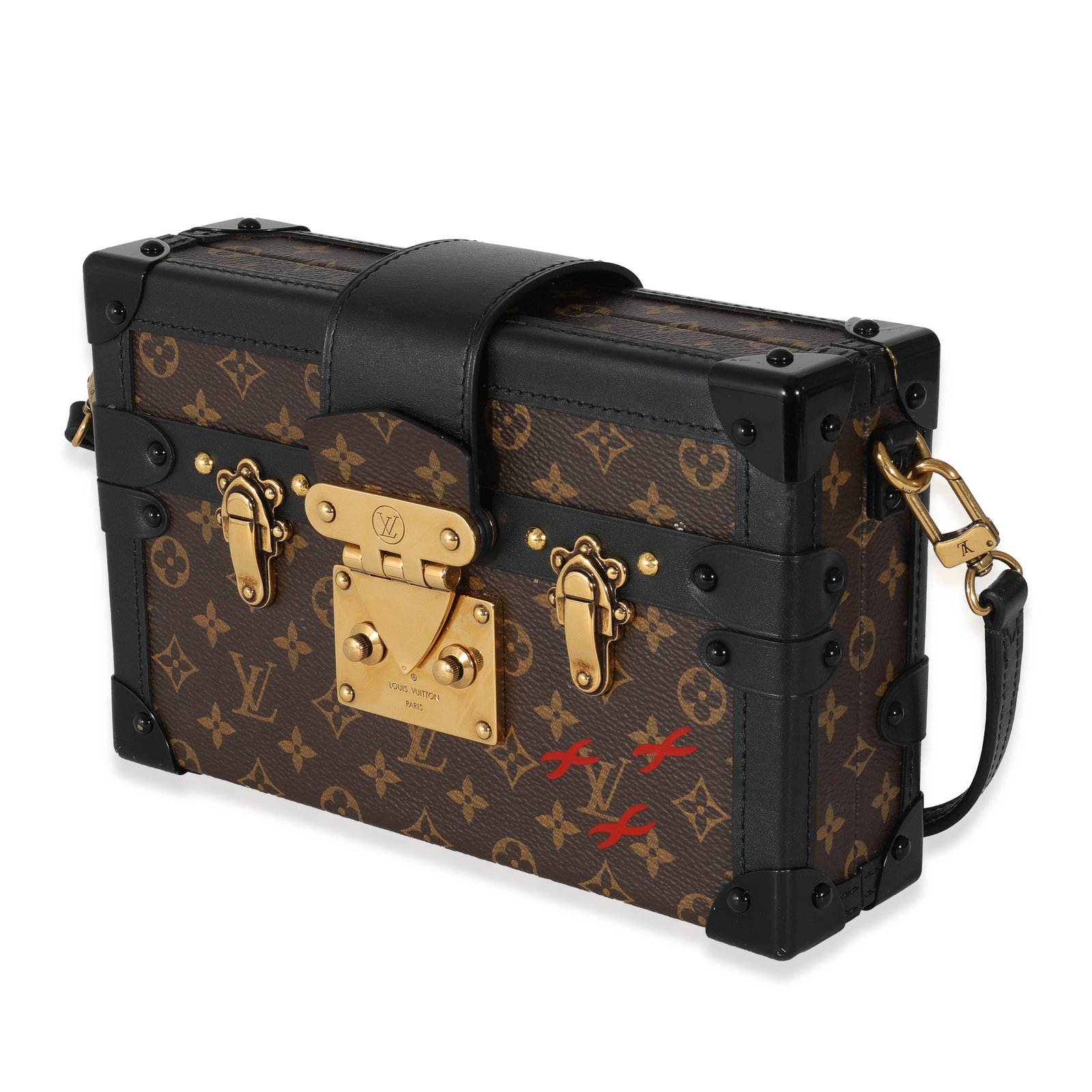 Louis Vuitton Monogram Canvas Black Calfskin Petite Malle | AlmaBagz