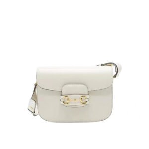 GUCCI 1955 HORSEBIT LEATHER SHOULDER BAG WHITE | AlmaBagz