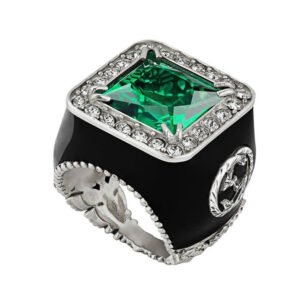 Gucci GG Crystal-embellished Signet Ring in Green | AlmaBagz