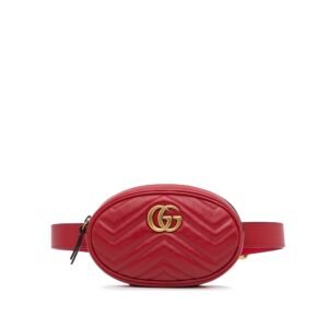 Gucci GG Marmont Belt Bag Red Matelassé | AlmaBagz