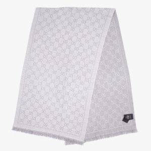 Gucci Womens Jacquard Scarf Grey 48x180cm | AlmaBagz