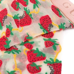 Gucci Strawberry Horse-bit Pattern Socks in White | AlmaBagz