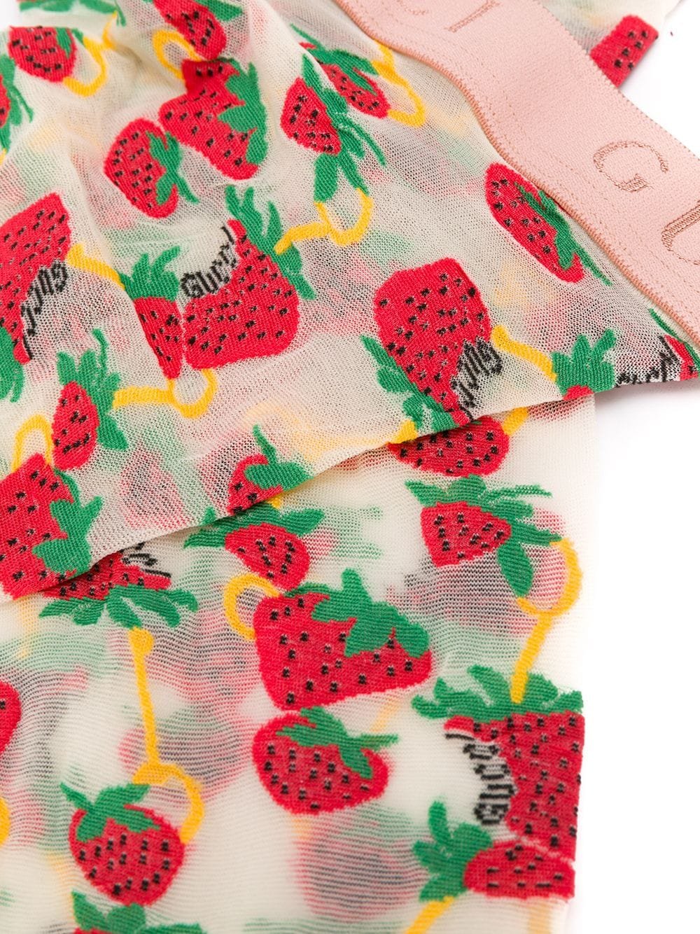 Gucci Strawberry Horse-bit Pattern Socks in White | AlmaBagz