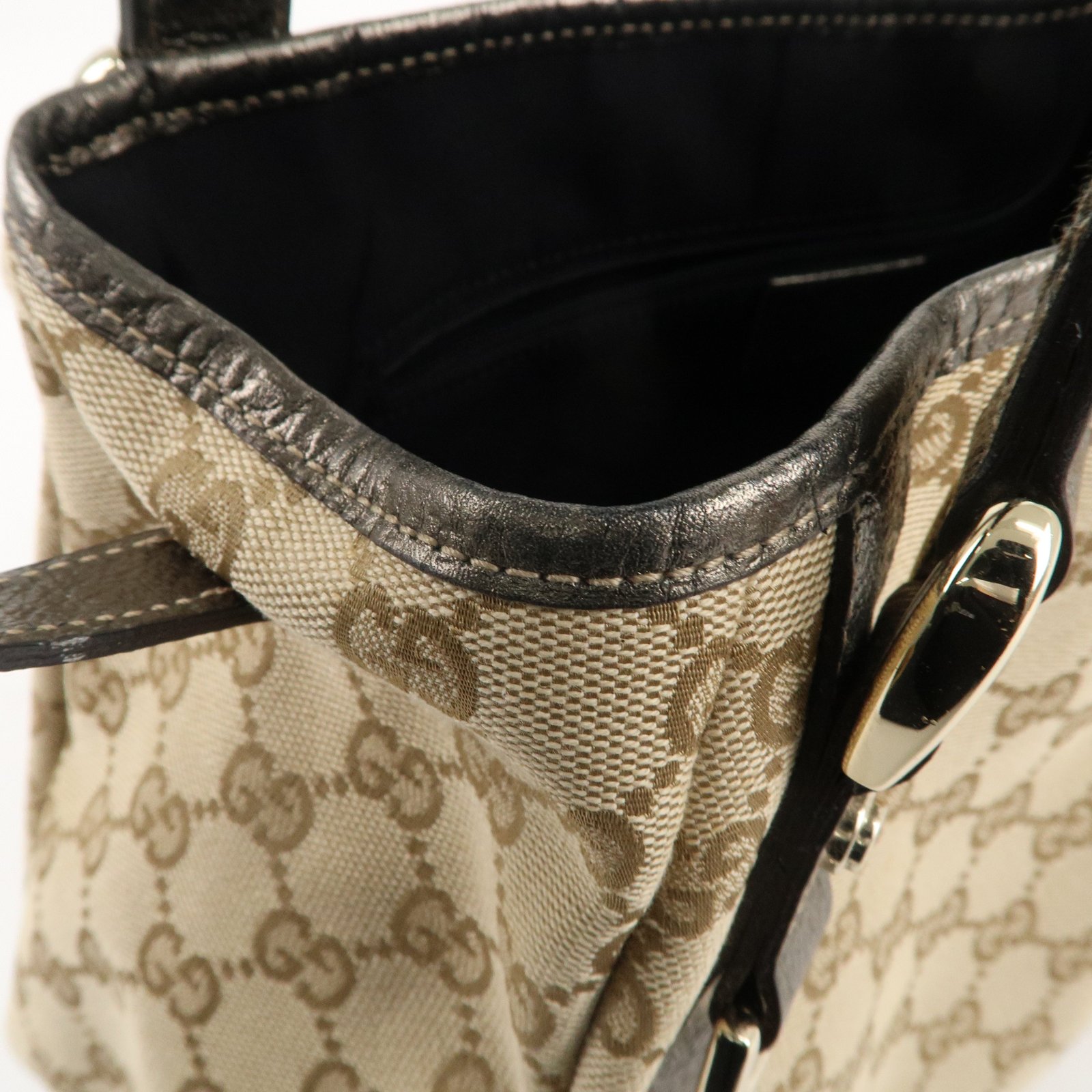 GUCCI Abbey GG Canvas Leather Tote Hand Bag Beige 130736 | AlmaBagz - Image 14