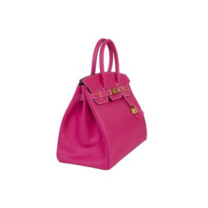 Hermes Birkin 25 Leather Gold Hardware Handbag Bag for Women (Pink) | AlmaBagz