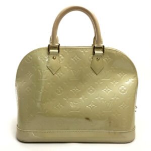 LOUIS VUITTON Handbag M91445 Patent leather white Monogram Vernis Alma PM | AlmaBagz