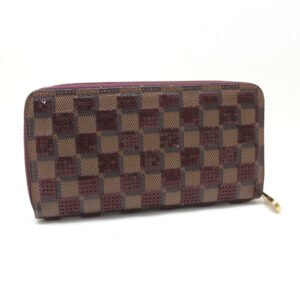 LOUIS VUITTON Long Wallet Purse N63174 Damier Canvas / Sequin Rouge Damier Payette Zippy wallet Women Used | AlmaBagz