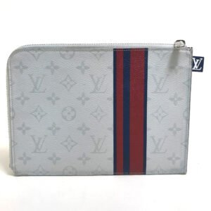 LOUIS VUITTON Clutch bag M61745 Monogram canvas Gray x red x navy Monogram white Pochette Jules PM mens Used | AlmaBagz