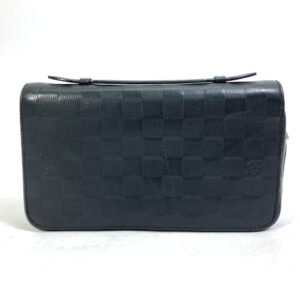 LOUIS VUITTON Long Wallet Purse N61254 Damier Anfini Leather black Damier Anfini Zippy XL mens Used | AlmaBagz