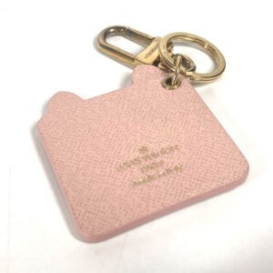 LOUIS VUITTON key ring M68452 leather pink Portocle Fun Face Monogram Cat Women Used | AlmaBagz