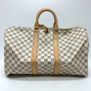 LOUIS VUITTON Boston Duffel bag N48223 Damier Azur Canvas white Damier Azur Keepall bandouliere 45 | AlmaBagz