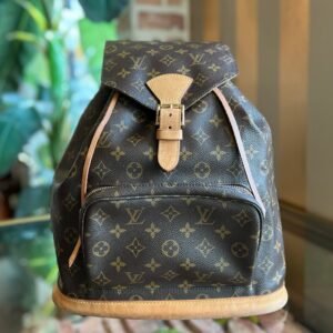 LOUIS VUITTON Montsouris GM Brown Monogram Canvas Vintage Drawstring Backpack | AlmaBagz