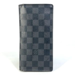 LOUIS VUITTON Long Wallet Purse N62655 Damier Grafitto Canvas black Damier Grafitte Portefeuille Brazza mens Used | AlmaBagz