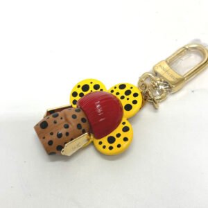 LOUIS VUITTON key ring M01146 Wood yellow Kusama Yayoi Collaboration LV x YK Keychain Vivienne Infinity Dot Women Used | AlmaBagz