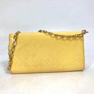 LOUIS VUITTON Long Wallet Purse M90149 Monogram Vernis yellow Monogram Vernis Portefeuille Sarah Chain Women Used | AlmaBagz