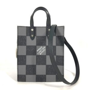 LOUIS VUITTON Handbag N60479 Leather, Cowhide Leather black Damier Checkerboard Sac PlatXS | AlmaBagz